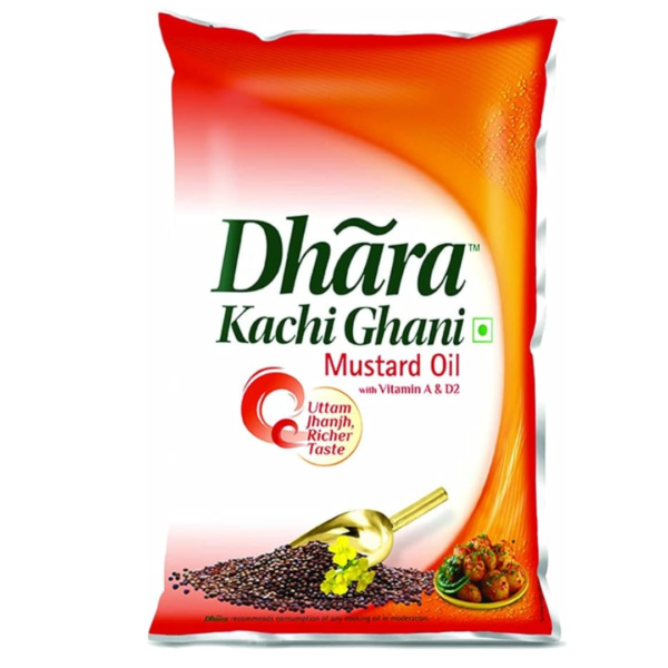 Dhara Kachi Ghani Mustard Oil 1ltr Pouch