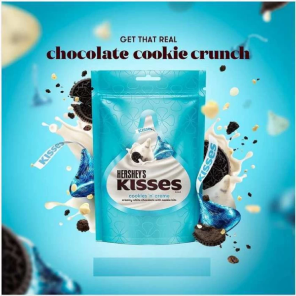 HERSHEY'S Kisses Cookies N Cream White Chocolate Coated With Cookie Bits 70 Pieces Bites (325 g)