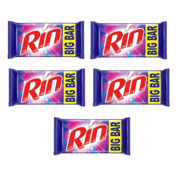 Rin Detergent Bar (1250 g, Pack of 5)